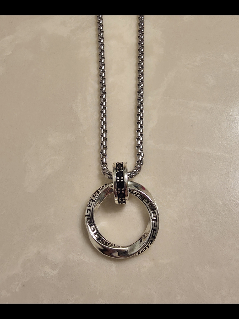 Men's Stainless Steel Tribal Ring Necklace